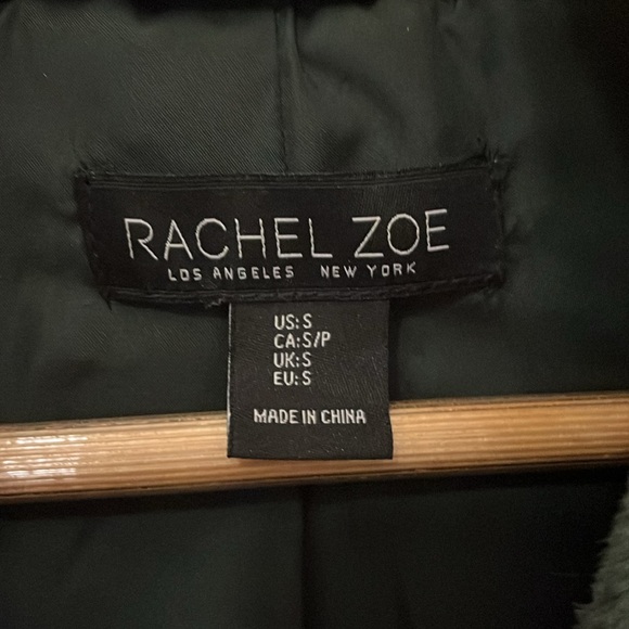 Forest Green Rachel Zoe Faux Fur Jacket S - Picture 4 of 6